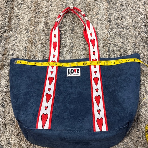 Brighton velveteen Navy Tote with Red Heart Straps - Picture 6 of 7